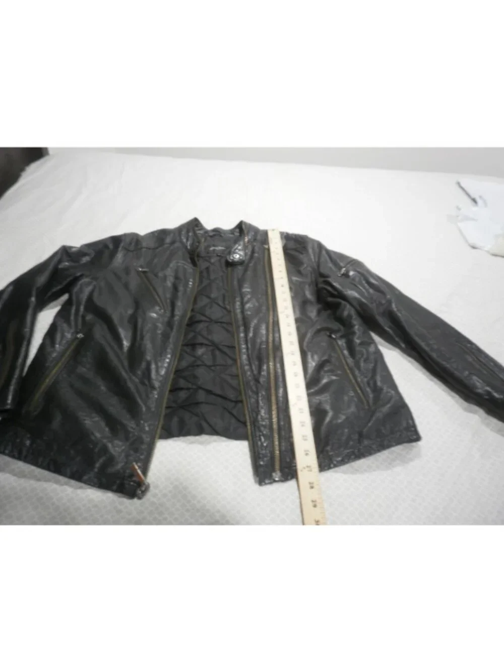 Vintage Retro Sean John Leather  Biker Jacket Men's Size XL Zippers
